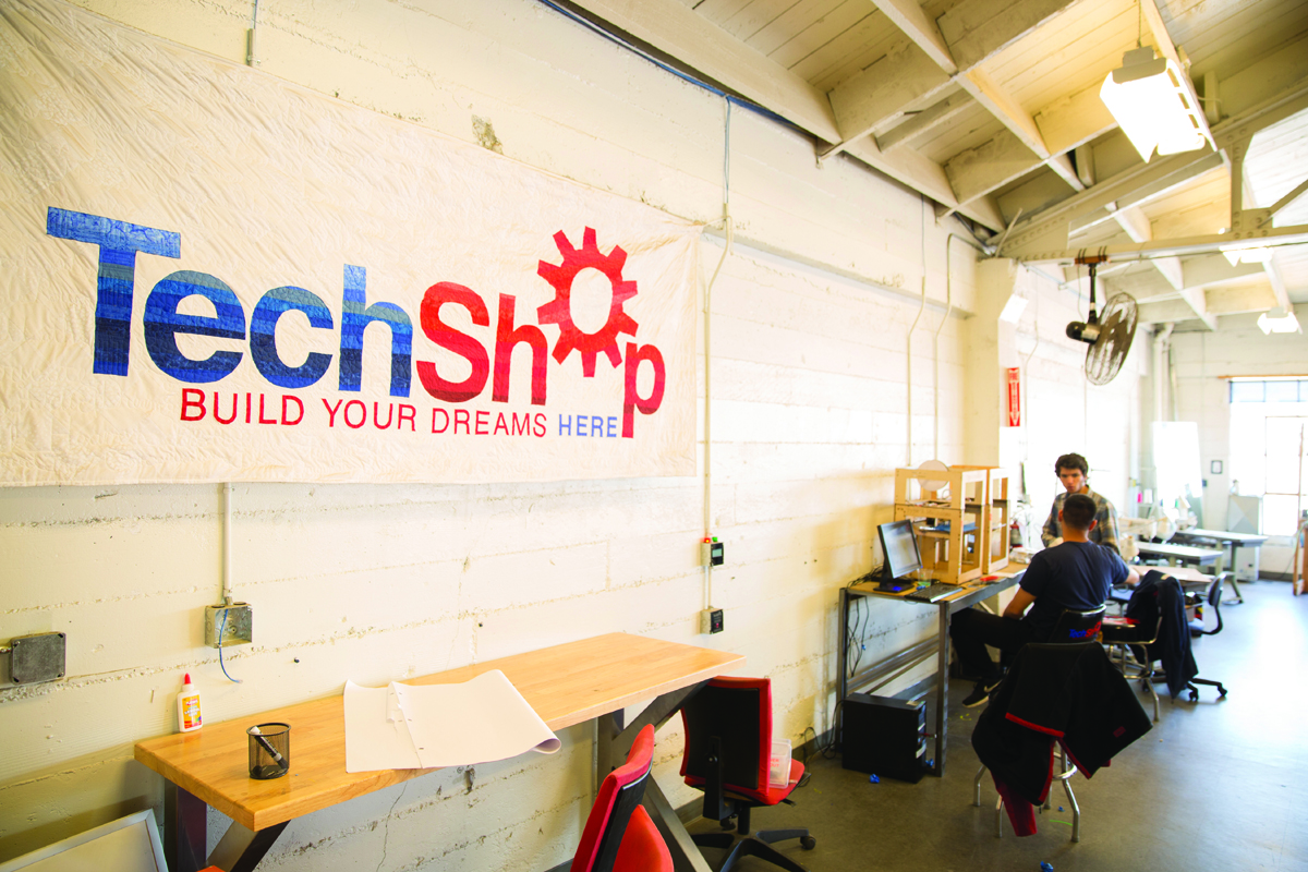 1. At TechShop San Francisco, 3D printers are housed on a quiet top level.